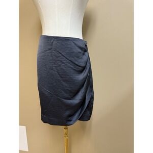 EXPRESS Draped Faux Silk Wrap Mini Skirt Dark‎ Gray Size S